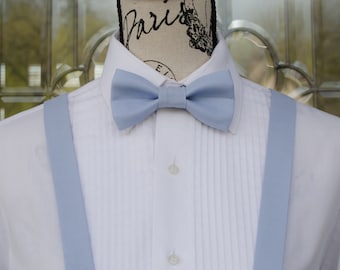 Baby Blue Bow Tie & Suspender - 32B (Child - Adult)  Weddings - Groom - Groomsmen - Ringbearer - Prom - Graduation - Special Events