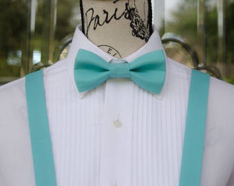 Seafoam Bow Tie/Suspender - Seafoam 191B (Child - Adult) Weddings  - Groomsmen - Graduation - Recitals - Mens Fashions - Proms