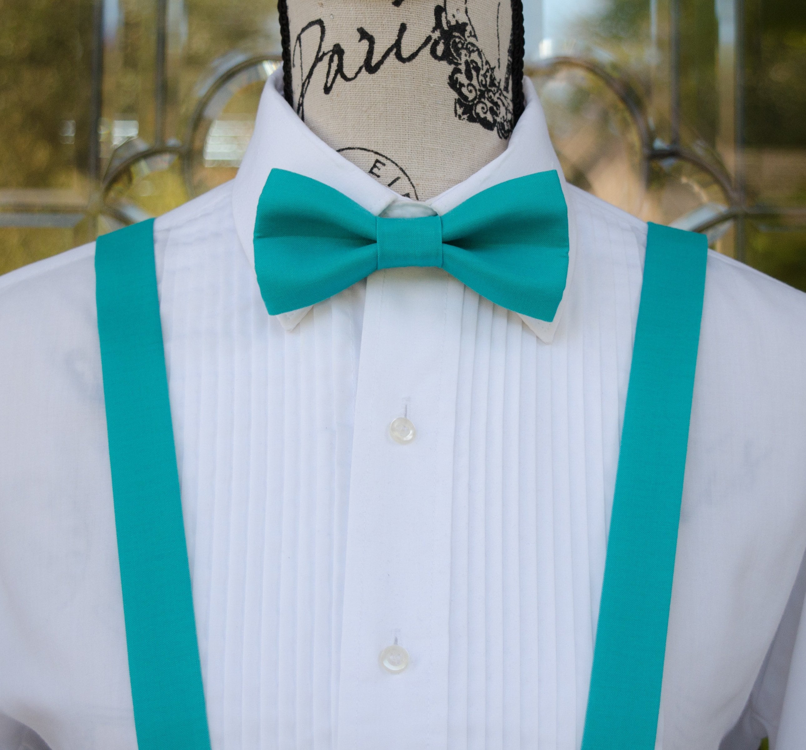 Men's Turquoise Blue & Black High Quality Premium Suspenders