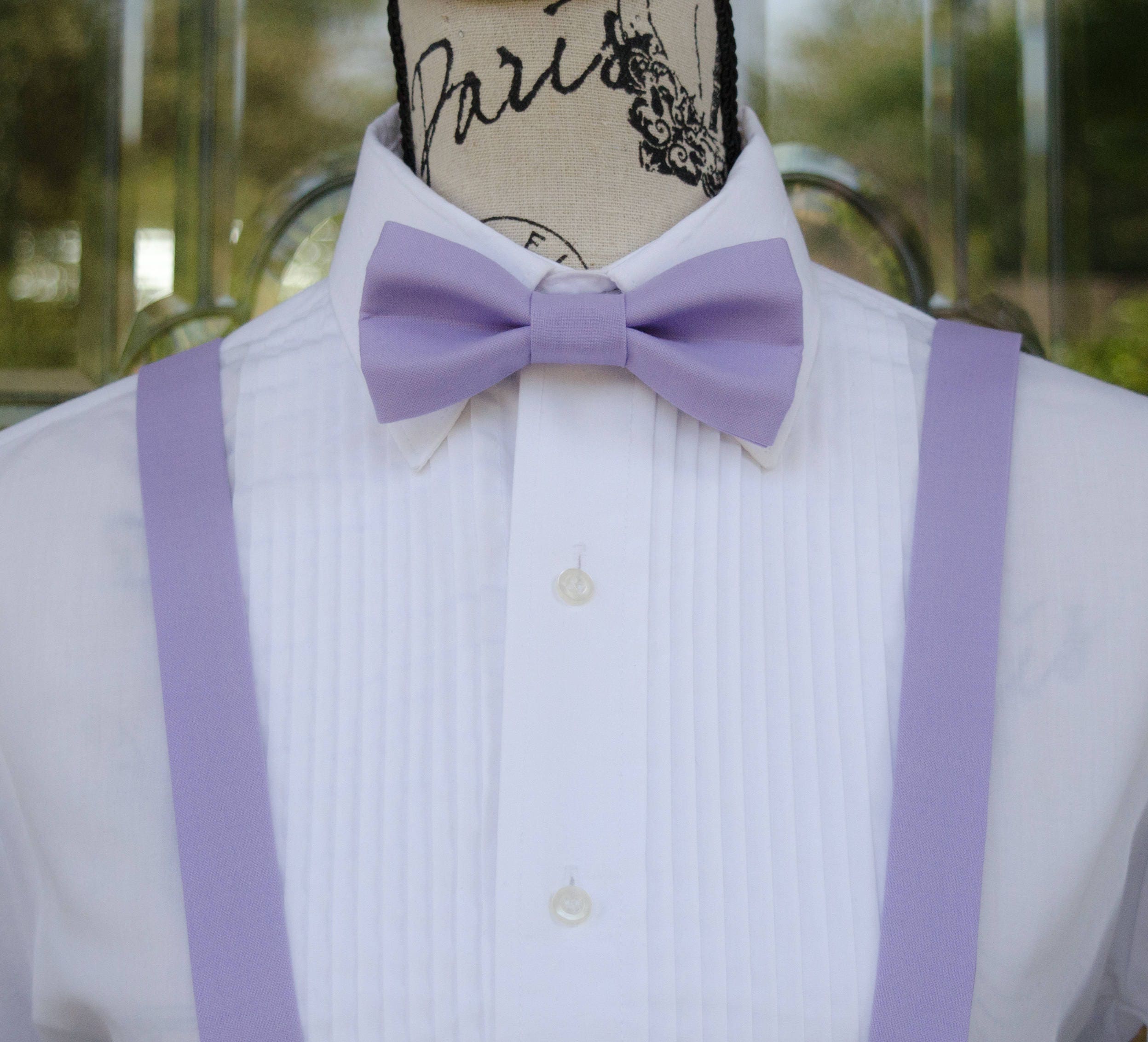 OOTD: CLASSIC BUTTON-DOWN SUSPENDERS  Purple dress shirt, White fitted  dress, Suspenders