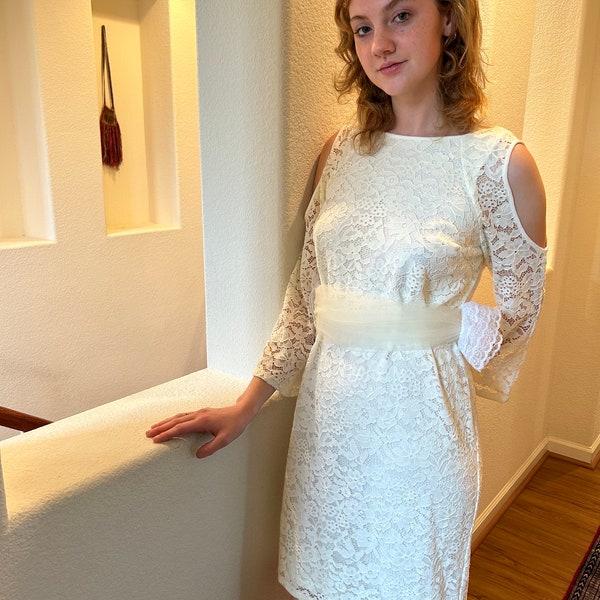 Ivory Lace Bodice Halter Long Dresses Ink Blue Plus Size main image 0