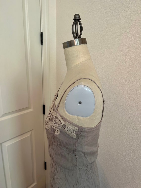 Lace & Gauze Maxi Dress: Sleeveless Beige Slip Dr… - image 6