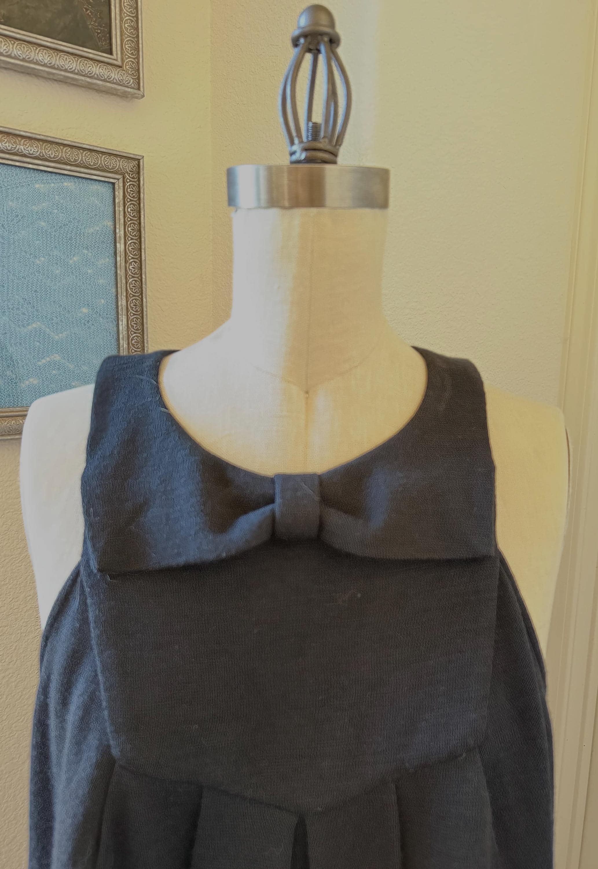 Vintage Martin + Osa Black Jersey Dress: Bow Detail, Size 14