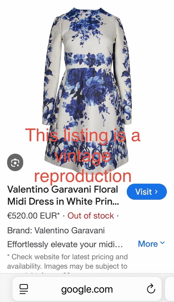 valentino blue and white dress Valentino Blue Striped Poplin-Cotton Lace-Insert Midi Dress M Valentino