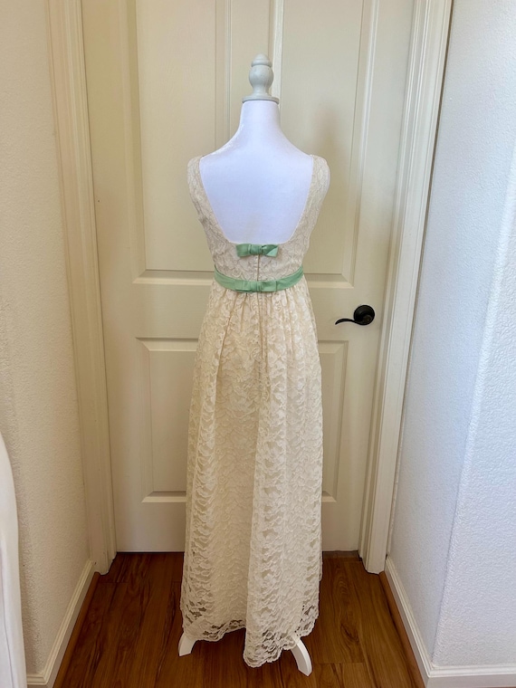 Vintage 1960s Cream Lace Gown: Empire Waist, Green Bows, Size XS - Etsy Vintage 1960s Cream Lace Gown: Empire Waist, Green Bows, Size XS - Etsy