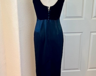 Vintage Schwarzes Samt & Satin Kleid: Audrey Hepburn Style, Gr. XS