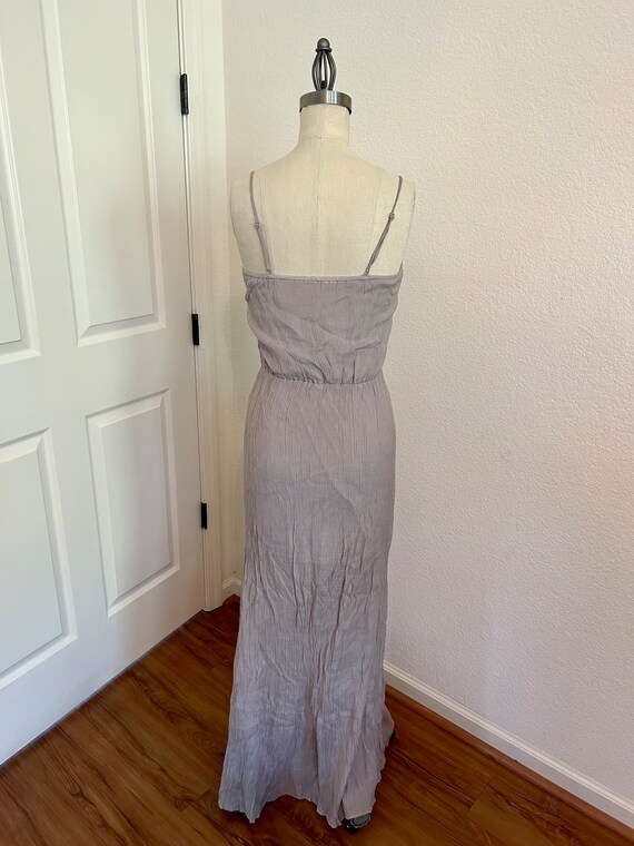 Lace & Gauze Maxi Dress: Sleeveless Beige Slip Dr… - image 2