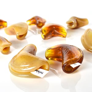 Glass Fortune Cookies- hand sculpted glass, a great gift idea, inspirational, golden, tan