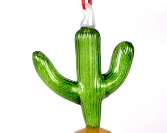 Saguaro Ornament in Kaktusgrün, handgeblasenes, modelliertes Glas, Wüste, Südwesten, Sonnenfänger, Skulptur, Reise, Unikat, tolle Geschenkidee