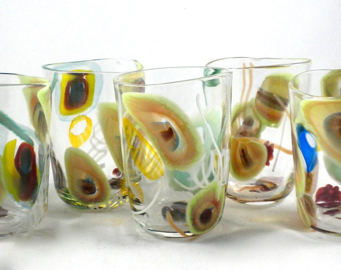 Sunshine Party Glasses Hand Blown Glass Cups Cane Murini Etsy