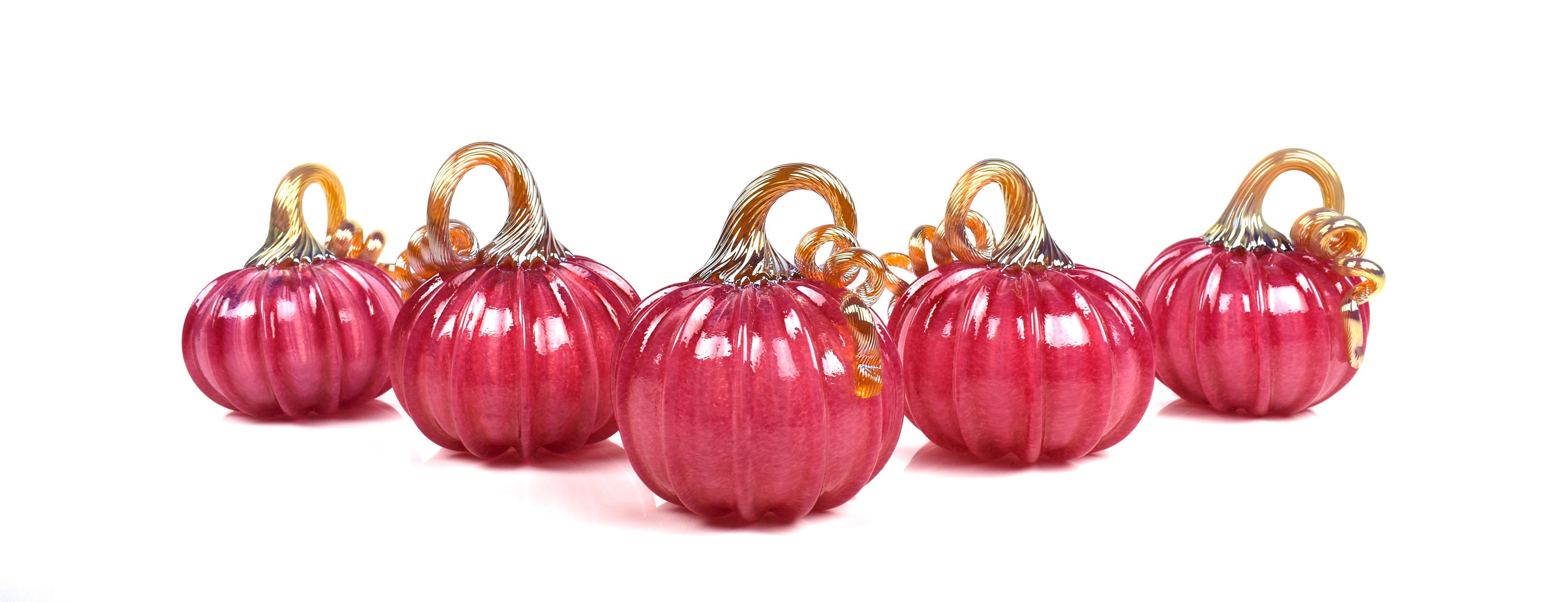 Baby Glass Pumpkin Hand Blown Glass Pink and Gold Gourd Etsy