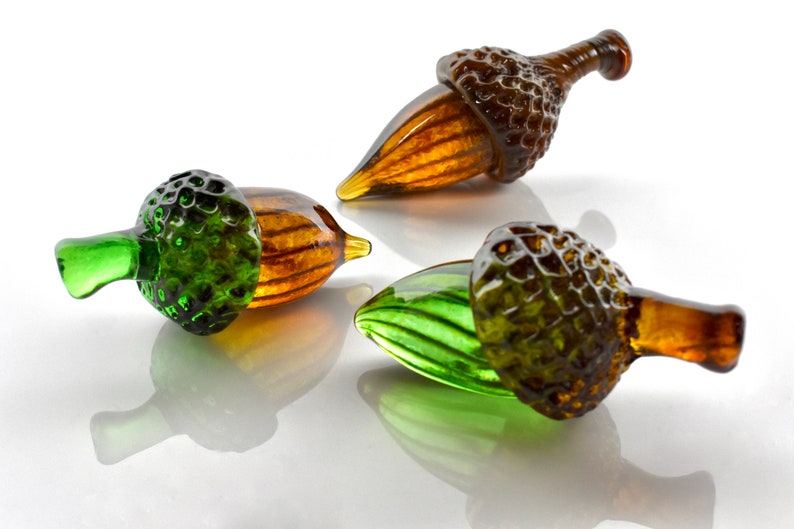 Glass Acorns solid hand sculpted glass oak acorns fall Etsy