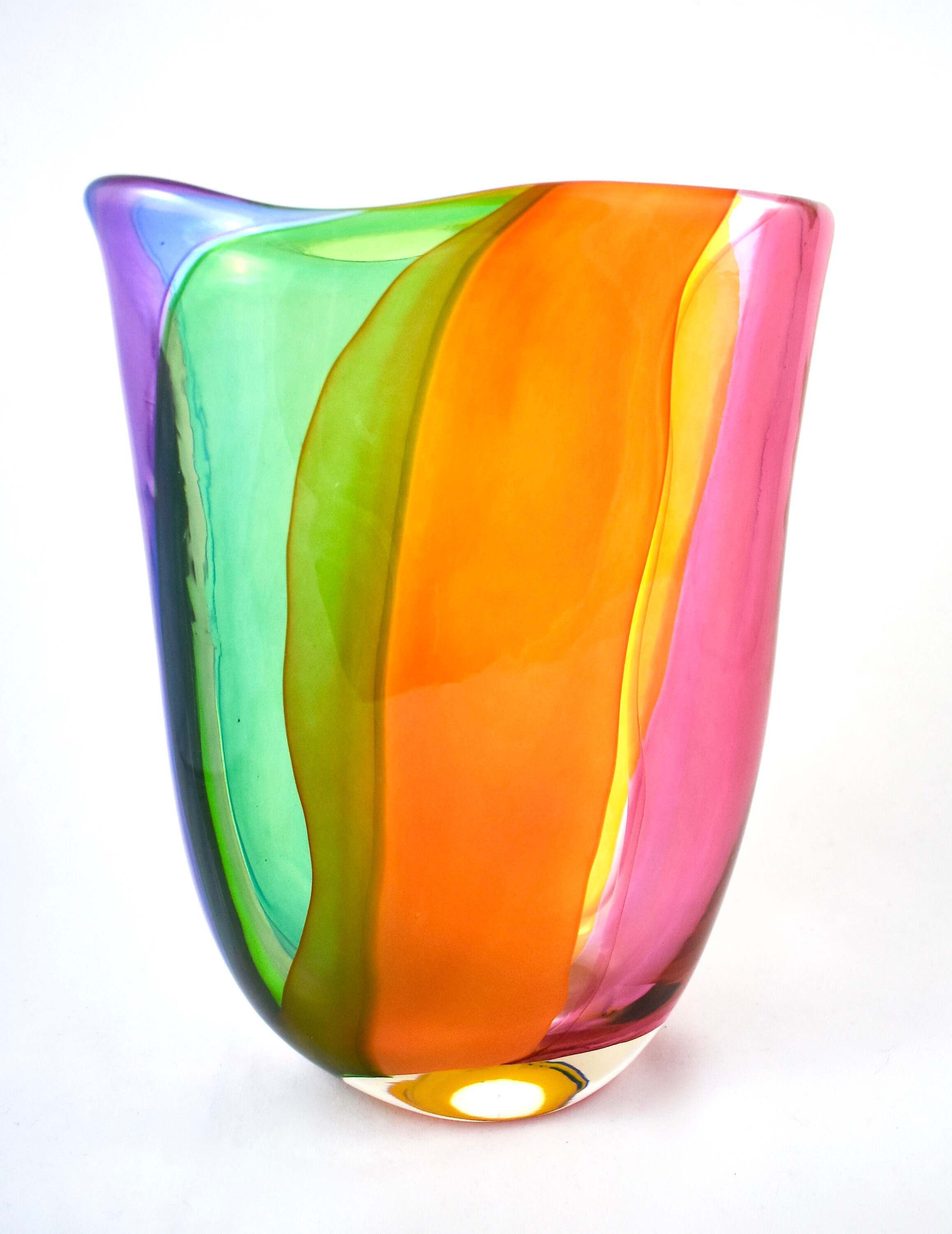 Rainbow Vase hand blown glass vase colorful bright Etsy