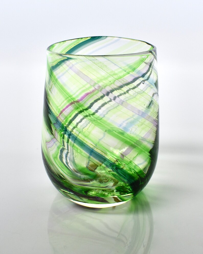 Spring Rainbow Glasses hand blown glass cups cane stringer Etsy