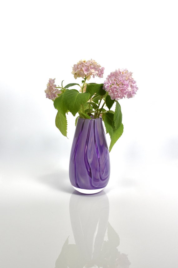 Purple Swirl Vase hand blown glass vase swirled colorful Etsy