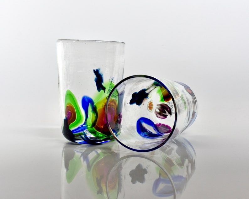 Cool Party cups hand blown glass cups cane murini glasses | Etsy