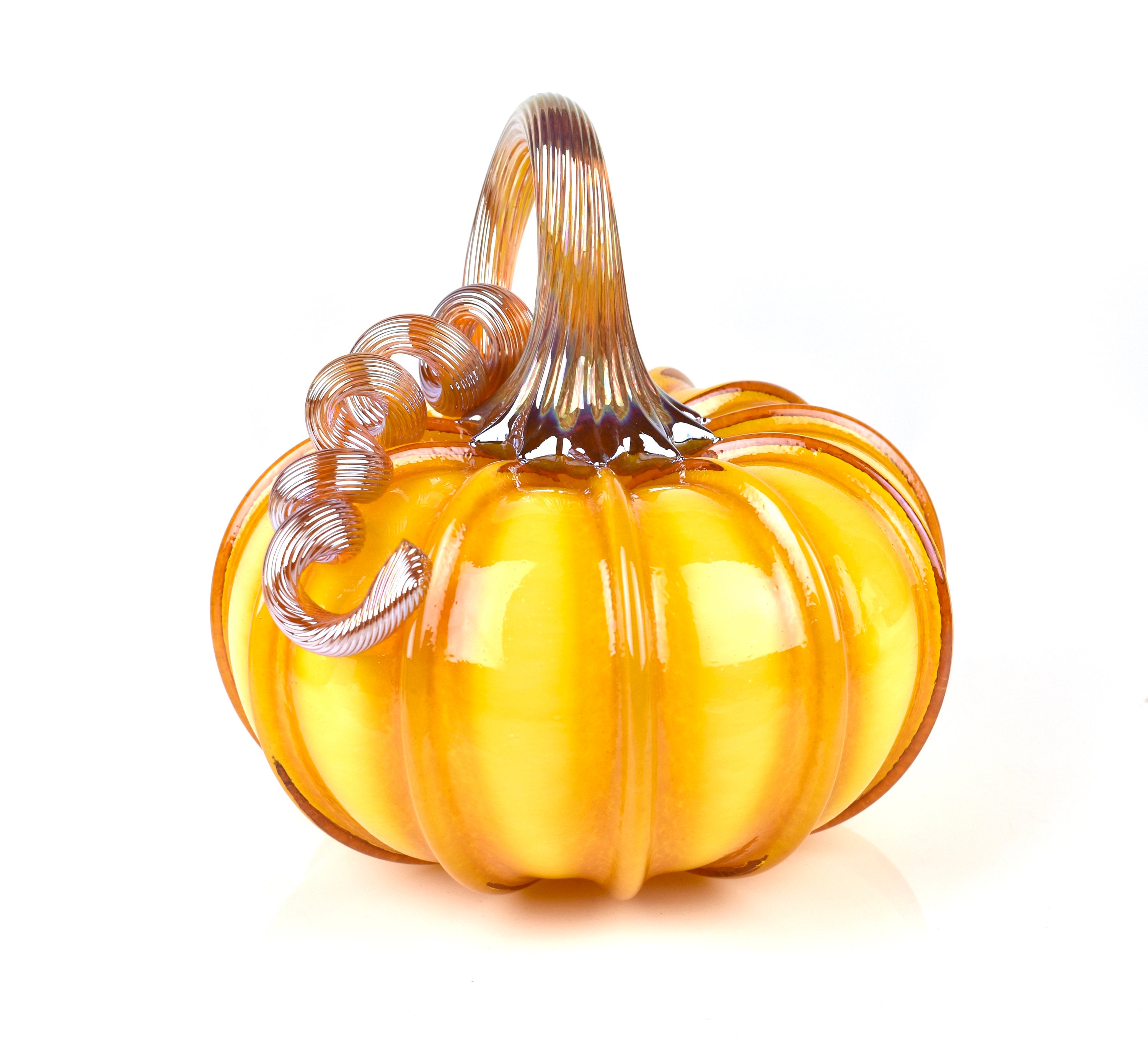 Gold Striped Glass Pumpkin Hand Blown Glass Golden Gourd | Etsy