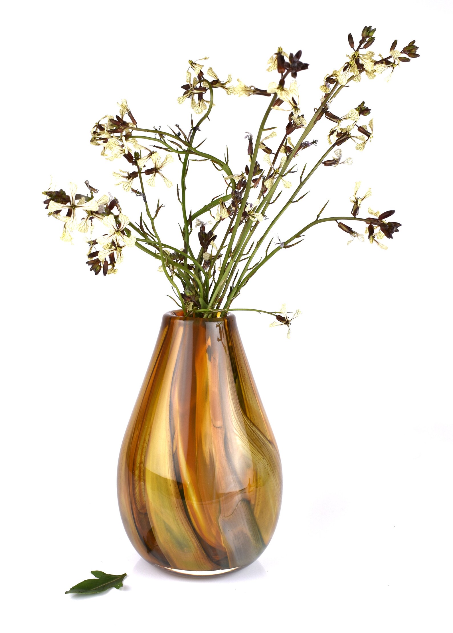 Gold Swirl Vase Hand Blown Glass Vase Swirled Colorful Etsy