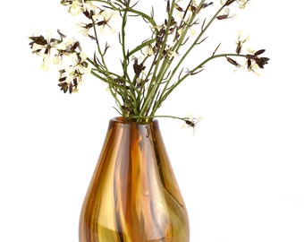 Gold Swirl Vase- hand blown glass vase, swirled, colorful, wavy, flower vase, centerpiece, home decor, great gift, bright, vibrant