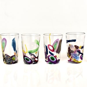 1 Party Tasse mundgeblasene Glastasse, Cane, Murrine, bunt, verspielt, Gläserset, Weinglas, tolle Geschenkidee, Unikat, Preis pro Glas Bild 5