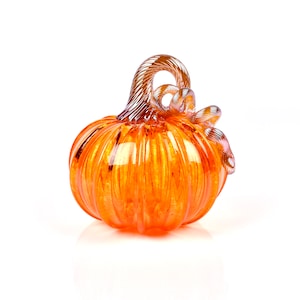 Hand Blown Glass Pumpkin: Orange & Gold Fall Decor