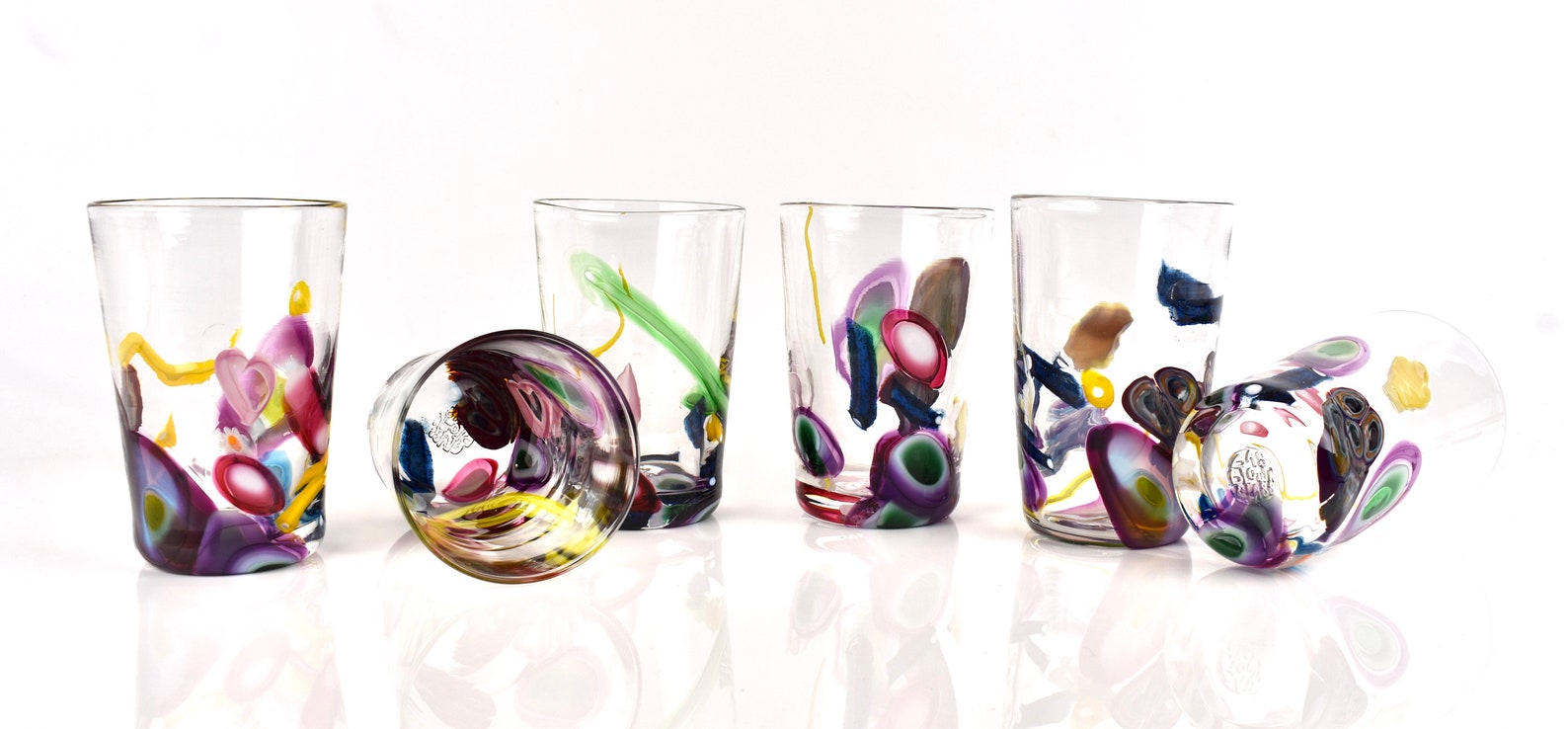 Hand Blown Party Cup: Murrine Cane Glass, Colorful Drinkware