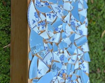 Mosaic Broken China Floral & Blue Tiles With Butterfly F309 - Etsy