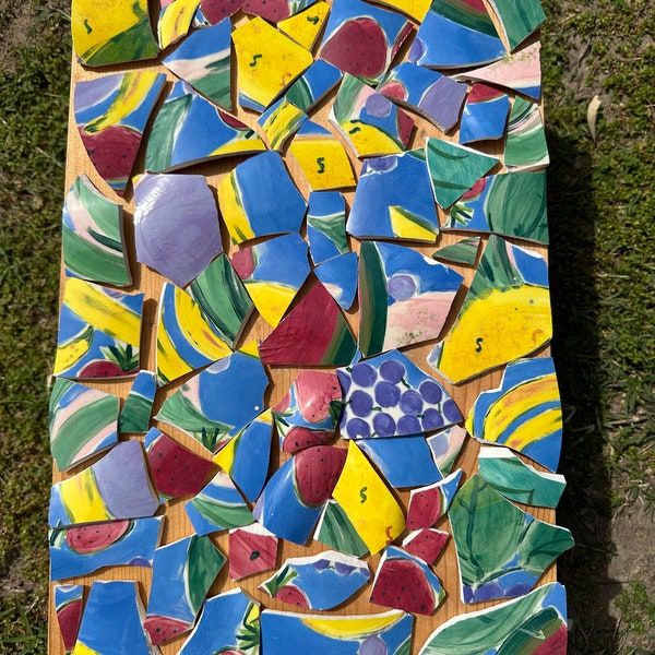 Broken China 1.6 Pounds Hand Painted Vintage Mosaic Tiles FRUIT MOTIF Watermelon, Bananas for Jewelry Mosaics Crafts EXACT Tiles, Set 200