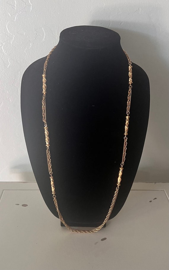 Vintage Raquel gold tone chain and cylinder accen… - image 5