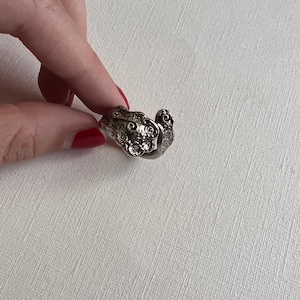 Vintage Vogue silver tone flower stamped spoon adjustable ring size 8