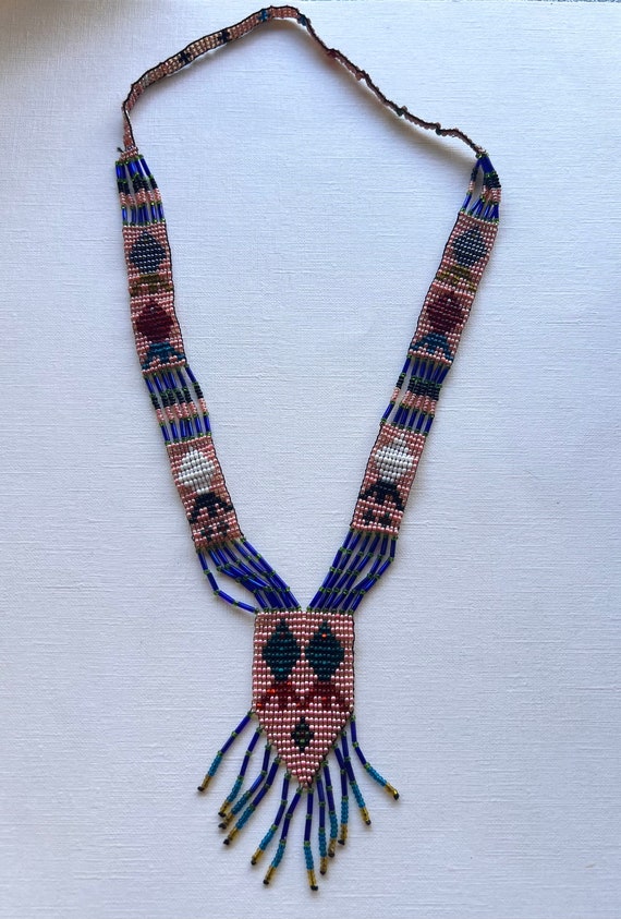 Vintage artisanal tribal multi color microbead ne… - image 2