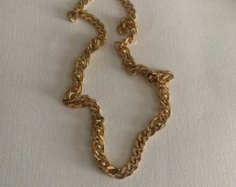 Collier à grosses chaînes dorées Trifari vintage