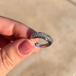Vintage silver tone cubic zirconia cluster band ring size 6