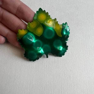 Vintage West Germany green enamel oak leaf brooch