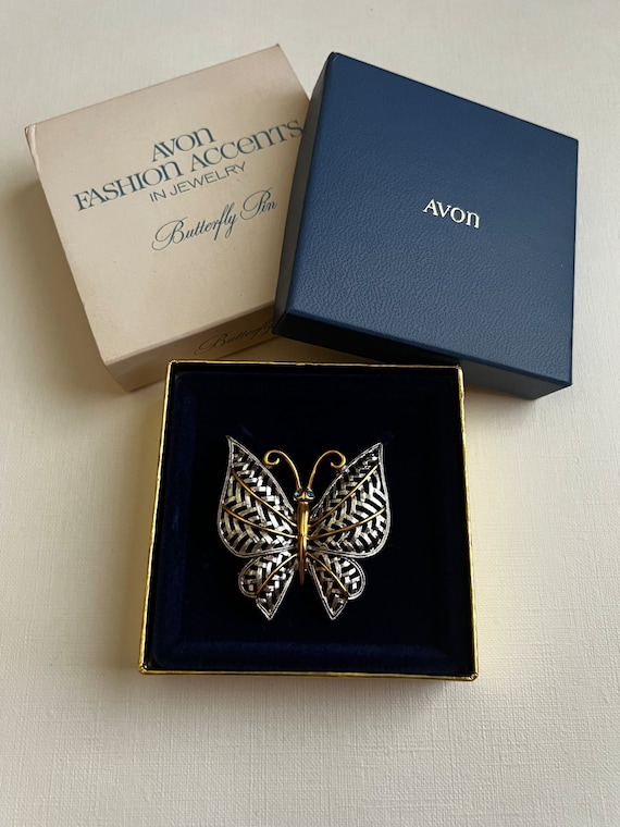 Vintage Avon 1972 multi tone Butterfly Brooch