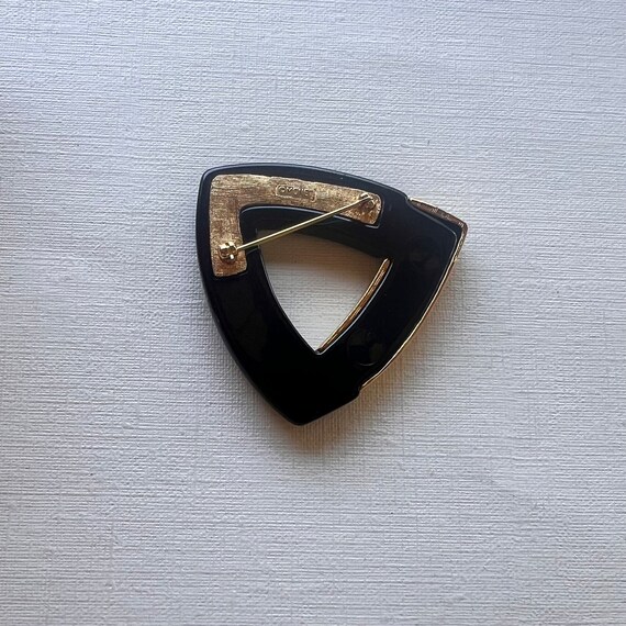 Vintage Monet black resin and gold resin triangul… - image 3