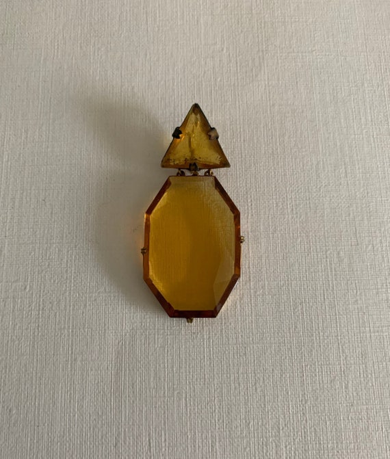 Vintage Victorian amber color crystal geometric br