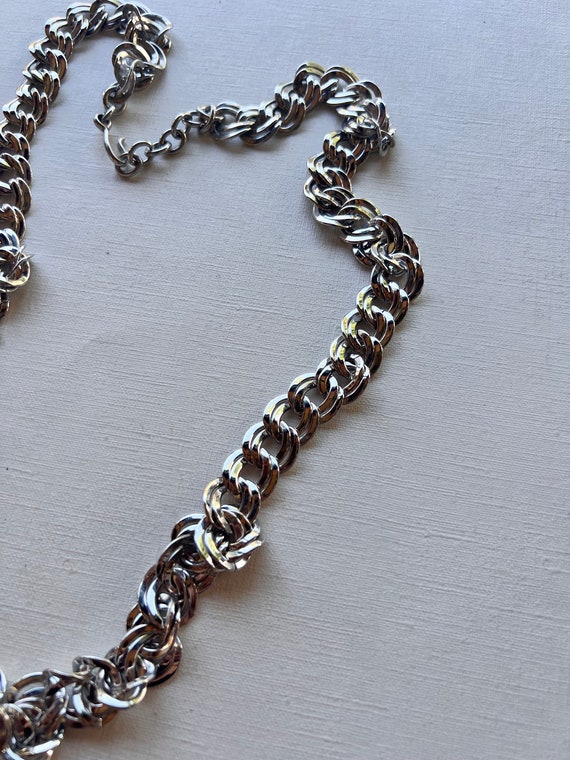 Vintage Monet silver tone chunky chain long neckl… - image 4