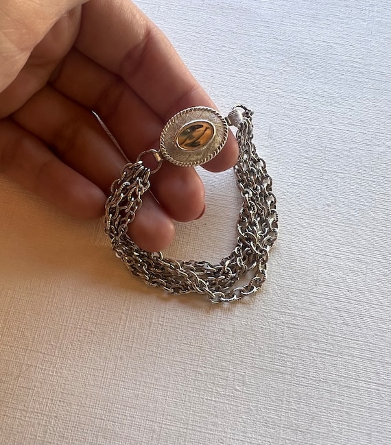Vintage Avon silver tone multi chain bracelet