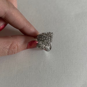 Vintage sterling silver cubic zirconia filigree elegant ring size 7