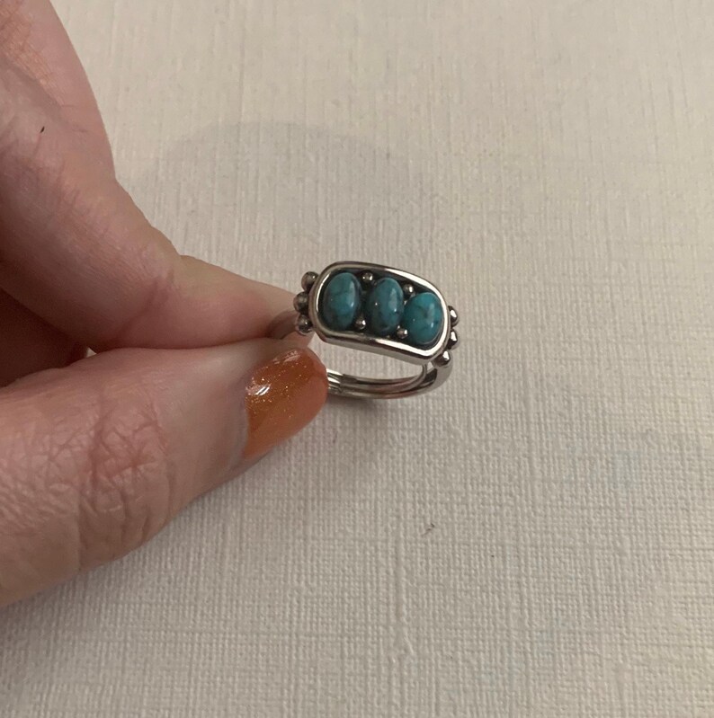 Vintage Avon Silver Tone Three Faux Turquoise Cabochon Ring Various ...