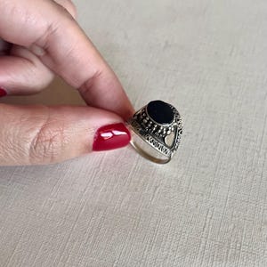 Vintage sterling silver black onyx center ring size 8.5
