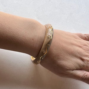 Vintage Joan Rivers two tone brown enamel with rhinestones magnetic hinge bracelet