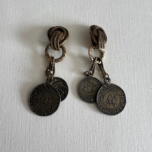 Vintage New England Andom coin dangle clip on earrings