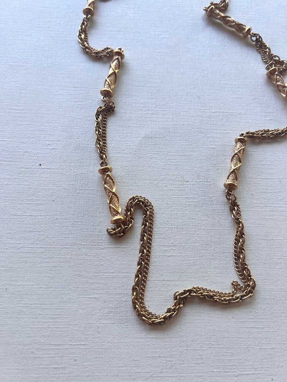 Vintage Raquel gold tone chain and cylinder accen… - image 3