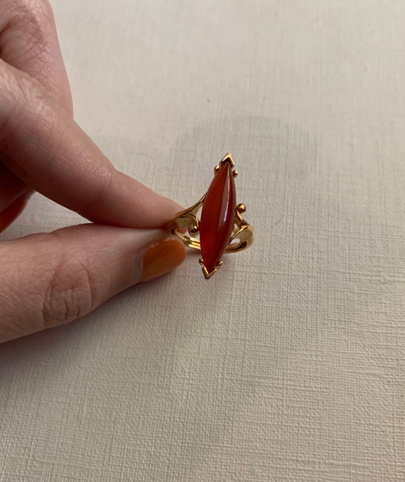 Vintage Avon carnelian gold tone ring - image 1