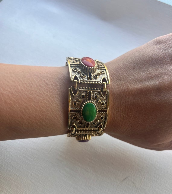 Vintage Sarah Coventry “1972 Granada” Gold Tone Multi-color  display picture 1