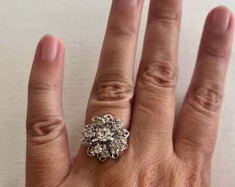 Vintage Sarah Coventry anni '70 'Symphony' strass color argento taglia 7