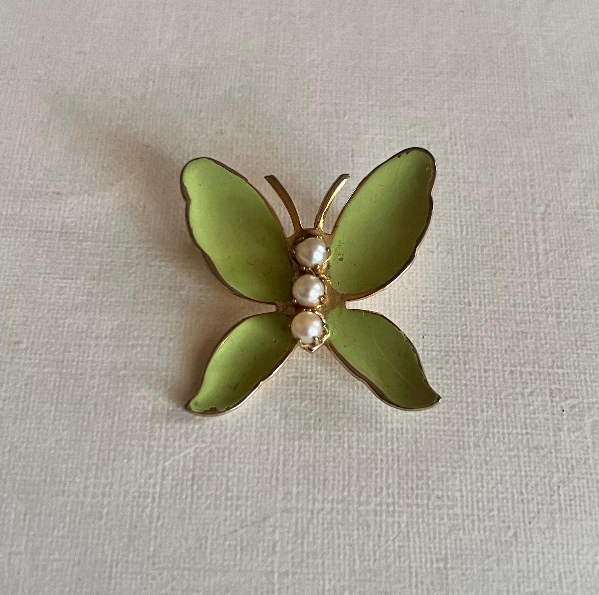 Spilla Farfalla In Cristalli Verde E Topazio Placcata Oro - Gioiello Moda Nuovo - Foto 5