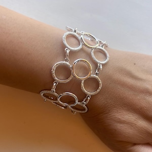 Vintage Sarah Coventry silver tone wide multi circle links bracelet